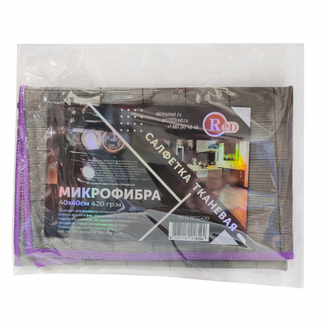  RED RCG420 Салфетка микрофибра для стекол Carbon glass cleaning cloth 420гр.м, 40x40см с доставкой Краснодар, Краснодарский край