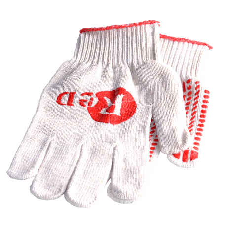  RED Перчатки х/б 5 нитей 10 класс с ПВХ ПРОТЕКТОР ЛЮКС (белые) RA4201 10/400шт