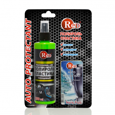  RED R4204 Полироль пластика глянцевый парфюм с губкой Invictus 250мл в бл. 1шт./12шт.