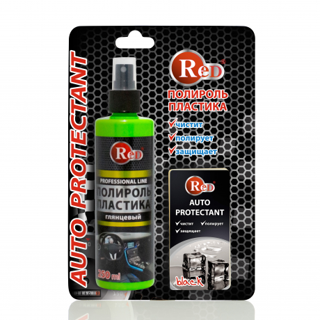  RED R4253 Полироль пластика глянцевый с губкой "ЧЕРНЫЙ ЛЕД" 250мл в бл. 1шт./12шт с доставкой Краснодар, Краснодарский край