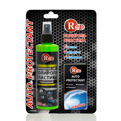  RED R4256 Полироль пластика глянцевый с губкой "ОКЕАН" 250мл в бл. 1шт./12шт. с доставкой Краснодар, Краснодарский край