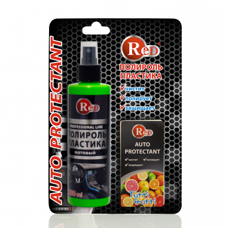  RED R4268 Полироль пластика матовый с губкой "ТуттиФрутти" 250мл в бл. 1шт./12шт.