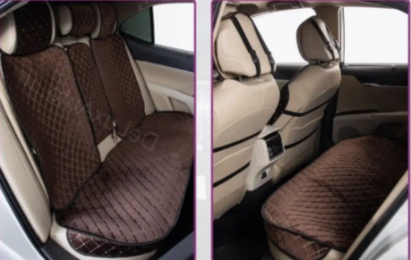  RED Комплект накидок сиденья велюр ПОЛНЫЙ КОМПЛЕКТ ромб коричневый/белая строчка RCNV12