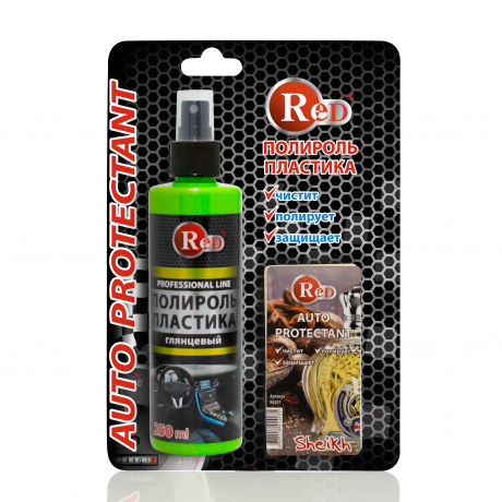 RED R4201 Полироль пластика глянцевый парфюм с губкой Sheikh 250мл в бл. 1шт./12шт.