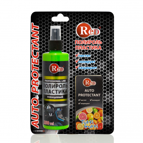  RED R4258 Полироль пластика глянцевый с губкой "ТуттиФрутти" 250мл в бл. 1шт./12ш